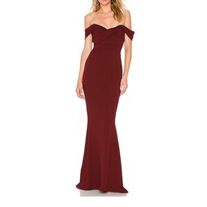 NWT Nookie Camille Off-the-Shoulder Bustier Gown Dress Wine